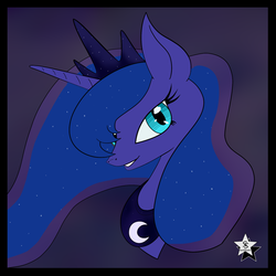 Size: 1800x1800 | Tagged: safe, artist:wodahseht, princess luna, g4, female, looking at you, portrait, smiling, solo