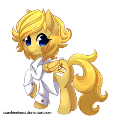 Size: 900x957 | Tagged: safe, artist:starshinebeast, oc, oc only, oc:professoranna, pegasus, pony, clothes, cute, female, flank, lab coat, mare, microscope, pretty