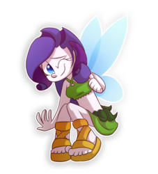 Size: 1024x1130 | Tagged: safe, artist:fj-c, rarity, fairy, equestria girls, g4, clothes, fairy wings, female, midriff, skirt, solo, wings, wink