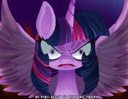 Size: 1063x827 | Tagged: dead source, safe, artist:lunaritass, twilight sparkle, alicorn, pony, g4, angry, engrish, female, grammar error, hate, mare, solo, twilight sparkle (alicorn)