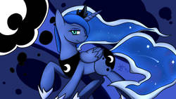 Size: 1280x720 | Tagged: safe, artist:yoichi-hayabusa, princess luna, g4, female, raised hoof, smiling, solo