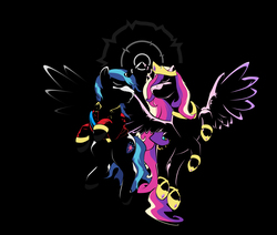 Size: 3508x2976 | Tagged: safe, artist:braukoly, princess cadance, shining armor, g4, clothes, eyes closed, high res, magic, spread wings, uniform, vector