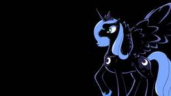 Size: 2560x1440 | Tagged: safe, artist:braukoly, princess luna, g4, female, raised hoof, s1 luna, smiling, solo, vector, wallpaper