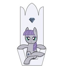 Size: 839x952 | Tagged: safe, artist:shrusxaiken, maud pie, earth pony, pony, g4, crossed legs, female, friendship throne, simple background, sitting, solo, throne, white background, wrong cutie mark