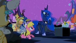 Size: 1366x768 | Tagged: safe, screencap, applejack, cherry berry, princess luna, g4, luna eclipsed