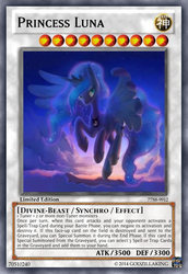 Size: 419x610 | Tagged: safe, artist:dawnfire, princess luna, g4, card, colored pupils, female, solo, yu-gi-oh!