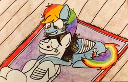 Size: 1110x714 | Tagged: safe, artist:pipmartist101, rainbow dash, soarin', pony, g4, duo, female, male, ship:soarindash, shipping, straight, traditional art