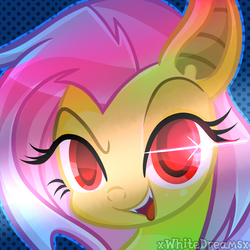 Size: 2000x2000 | Tagged: safe, artist:xwhitedreamsx, fluttershy, g4, female, flutterbat, high res, portrait, solo, tongue out