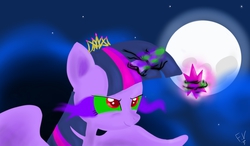 Size: 1280x750 | Tagged: safe, artist:vanezaescobedo, twilight sparkle, oc, oc:twivine sparkle, alicorn, pony, g4, crown, dark magic, female, jewelry, magic, mare, regalia, solo, sombra eyes, twilight sparkle (alicorn), tyrant sparkle