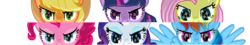 Size: 2273x409 | Tagged: safe, artist:phantomsaintkurai, artist:pikeinverse, applejack, fluttershy, pinkie pie, rainbow dash, rarity, twilight sparkle, g4, looking at you, serious face, spread wings