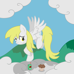 Size: 3000x3000 | Tagged: safe, artist:bigmackintosh, derpy hooves, pegasus, pony, g4, female, high res, juice box, mare, muffin, ponyville