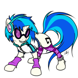 Size: 1000x1000 | Tagged: safe, artist:ethaes, dj pon-3, vinyl scratch, pony, unicorn, g4, my little pony equestria girls: rainbow rocks, bottomless, clothes, equestria girls outfit, female, glasses, headphones, jacket, leggings, simple background, solo, sunglasses, transparent background, wristband, zipper