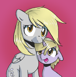 Size: 500x503 | Tagged: source needed, useless source url, safe, artist:epicvinylscratch, derpy hooves, dinky hooves, pegasus, pony, g4, equestria's best mother, female, mare