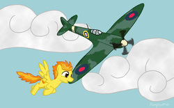 Size: 1468x910 | Tagged: safe, artist:kampzvono, spitfire, g4, cloud, cloudy, flying