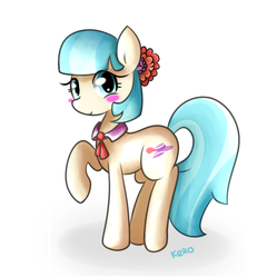 Size: 1313x1319 | Tagged: safe, artist:kero-paw, coco pommel, g4, blushing, female, looking at you, raised hoof, solo