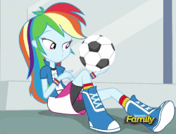 Size: 544x413 | Tagged: safe, screencap, rainbow dash, equestria girls, g4, my little pony equestria girls: rainbow rocks, animated, cute, dashabetes, discovery family, discovery family logo, female, football, playing, solo