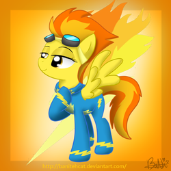 Size: 900x900 | Tagged: safe, artist:banitehcat, spitfire, g4, female, goggles, solo, wonderbolts uniform