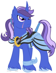 Size: 624x820 | Tagged: safe, artist:faith-wolff, oc, oc only, oc:azure night, pony, unicorn, armor, horn, looking up, male, solo, unicorn oc