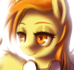 Size: 883x843 | Tagged: safe, artist:swaetshrit, spitfire, pegasus, pony, g4, eyeshadow, female, goggles, mare, solo, wip