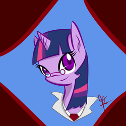 Size: 1024x1024 | Tagged: safe, artist:ibacchstudios, twilight sparkle, g4, crossover, female, glasses, medic, medic (tf2), smiling, solo, team fortress 2