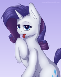 Size: 1280x1600 | Tagged: safe, artist:staggeredline, rarity, g4, behaving like a cat, female, looking at you, solo, tongue out