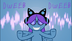 Size: 1024x576 | Tagged: safe, artist:videogamehunter, oc, oc:skyler blue, pegasus, pony, axent wear cat headphones, cat ear headphones, dancing, dubstep, indiegogo, music