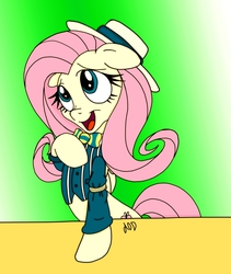 Size: 1511x1793 | Tagged: safe, artist:arthur9078, artist:dfectivedvice, fluttershy, g4, clothes, female, hat, ponytones outfit, solo