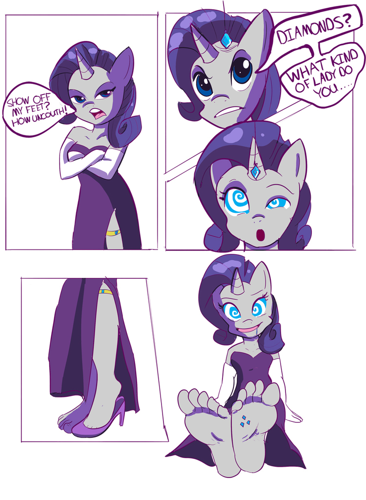 rarity, anthro, plantigrade anthro, barefoot, breasts, clothes, comic, dres...