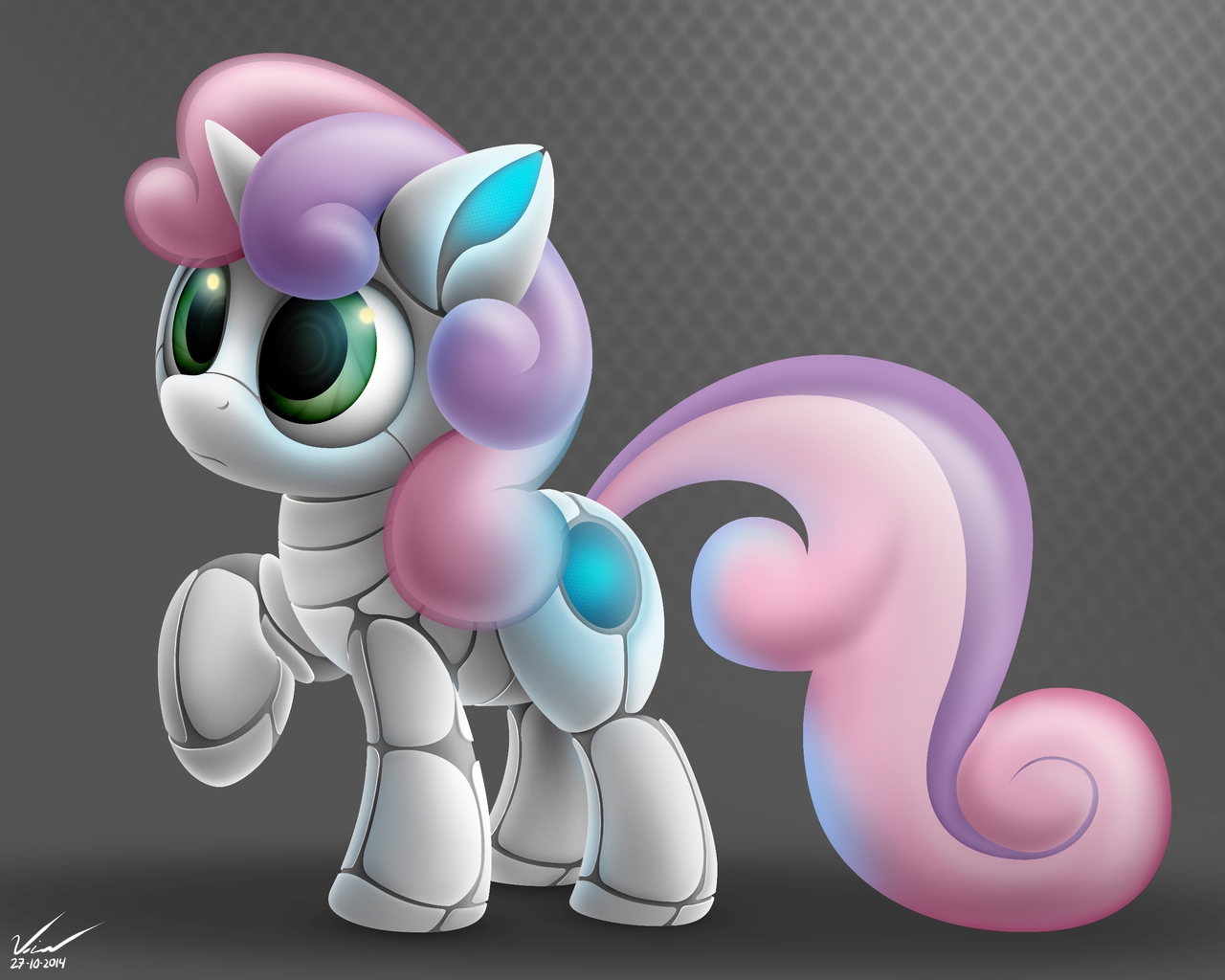 safe, alternate version, artist:symbianl, sweetie belle, pony, robot, robot...