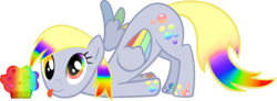 Size: 1472x543 | Tagged: safe, artist:suenden-hund, derpy hooves, pegasus, pony, g4, female, food, mare, muffin, rainbow power, rainbow power-ified, simple background, solo, transparent background