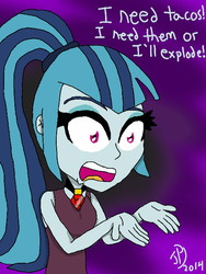 Size: 480x640 | Tagged: safe, artist:thesontendo, sonata dusk, equestria girls, g4, my little pony equestria girls: rainbow rocks, bare shoulders, clothes, gir, high ponytail, invader zim, long hair, ponytail, shirt, sleeveless, solo, sonataco, taco, that girl sure loves tacos, that siren sure does love tacos