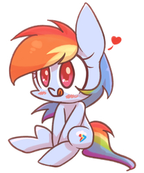 Size: 1000x1200 | Tagged: safe, artist:joycall6, rainbow dash, g4, female, heart, simple background, sitting, solo, tongue out, wingless