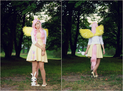 Size: 2696x2000 | Tagged: safe, artist:sewingintherain, fluttershy, human, g4, clothes, cosplay, costume, high res, irl, irl human, photo, solo