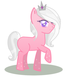 Size: 589x649 | Tagged: safe, artist:whiizu, oc, oc only, earth pony, pony, blank flank, crown, inexplicably sparkly hooves, solo, sparkly hooves, wingding eyes