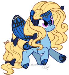 Size: 1877x2050 | Tagged: safe, artist:diigii-doll, oc, oc only, oc:blue peleide, butterfly, butterfly pony, original species, pony, bow, butterfly wings, simple background, solo, tail bow, transparent background