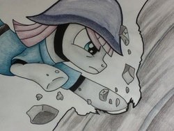 Size: 960x720 | Tagged: safe, artist:deadliestvenom, maud pie, g4, female, helmet, solo, traditional art