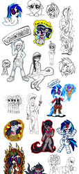 Size: 3887x8516 | Tagged: safe, artist:foxgirlkira, dj pon-3, octavia melody, vinyl scratch, human, g4, humanized, sketch dump