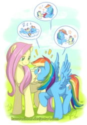 Size: 674x968 | Tagged: safe, artist:hazurasinner, fluttershy, rainbow dash, oc, pegasus, pony, g4, belly, cute, excited, eye contact, female, happy, lesbian, magical lesbian spawn, offspring, open mouth, parent:fluttershy, parent:rainbow dash, parents:flutterdash, pregnant, raised hoof, raised leg, ship:flutterdash, shipping, smiling, smoldash, speech bubble, spread wings, talking