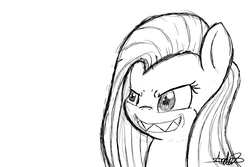 Size: 3000x2000 | Tagged: safe, artist:clayman778, pinkie pie, g4, creepy, evil, evil smile, female, high res, monochrome, pinkamena diane pie, simple background, sketch, smiling, solo, white background