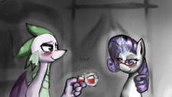 Size: 1280x720 | Tagged: safe, artist:doubt, rarity, spike, fanfic:like fine wine, g4, fanfic art, female, glasses, male, ship:sparity, shipping, straight, winged spike, wings