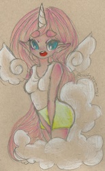 Size: 993x1617 | Tagged: safe, artist:caseydrawings, fluttershy, alicorn, human, g4, elfification, female, fluttercorn, horn, horned humanization, humanized, race swap, solo, traditional art, winged humanization