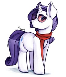 Size: 1771x2048 | Tagged: safe, artist:yukomaussi, rarity, pony, unicorn, g4, clothes, female, glasses, mare, scarf, simple background, solo, sunglasses, white background