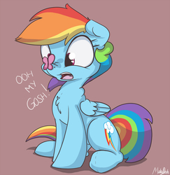 Size: 873x900 | Tagged: dead source, safe, artist:mistydash, rainbow dash, butterfly, pegasus, pony, g4, cute, dashabetes, female, insect on nose, mare, open mouth, solo