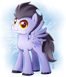 Size: 515x600 | Tagged: safe, artist:exceru-karina, oc, oc only, oc:wing, pegasus, pony, animated, blinking, freckles, male, solo, unshorn fetlocks