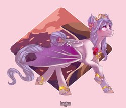 Size: 966x827 | Tagged: safe, artist:risterdus, oc, oc only, oc:alba, bat pony, pony, female, flower in hair, jewelry, solo, tiara