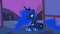 Size: 1366x768 | Tagged: safe, screencap, princess luna, alicorn, pony, g4, luna eclipsed, female, mare, prone, solo