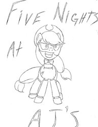 Size: 786x1017 | Tagged: safe, applejack, pony, robot, robot pony, five nights at aj's, g4, animatronic, female, five nights at freddy's, smiling, solo