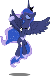 Size: 3305x5000 | Tagged: safe, artist:shadowglider2236, princess luna, g4, absurd resolution, eyes closed, female, flying, raised hoof, simple background, solo, spread wings, transparent background, vector