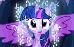 Size: 1500x950 | Tagged: safe, artist:asika-aida, tree of harmony, twilight sparkle, alicorn, pony, g4, female, looking at you, mare, solo, spread wings, twilight sparkle (alicorn)