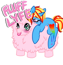 Size: 995x1021 | Tagged: safe, artist:azure-doodle, oc, oc only, oc:azu, oc:fluffle puff, pony, unicorn, :p, blushing, cute, flufflebetes, glasses, heart eyes, ocbetes, simple background, sleeping, thug life, tongue out, white background, wingding eyes